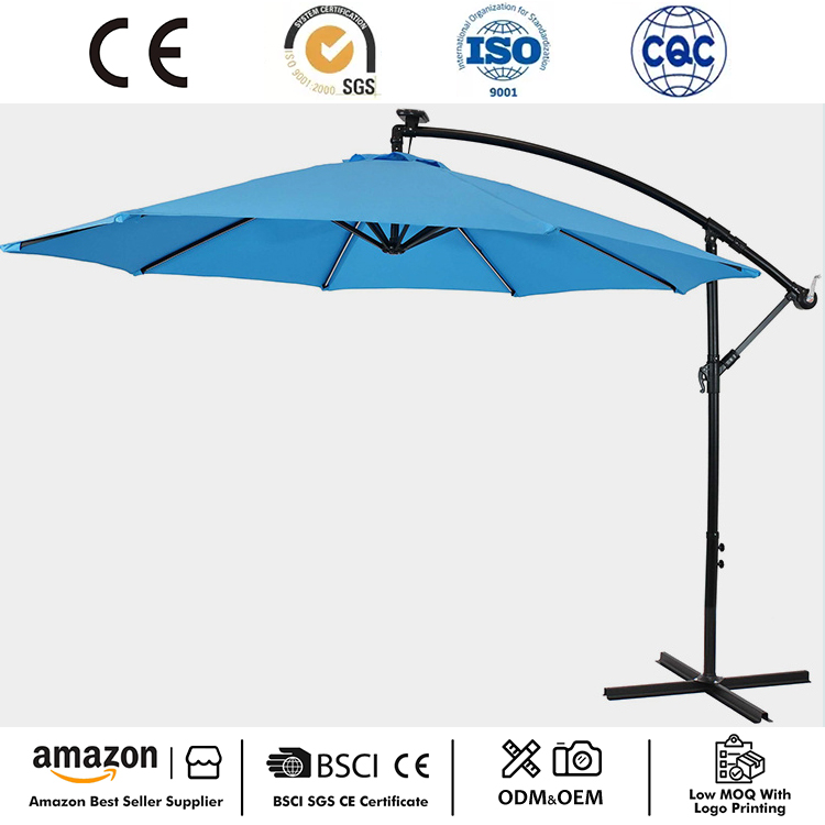 10FT LED Solar Hangende Markt Patio Paraplu