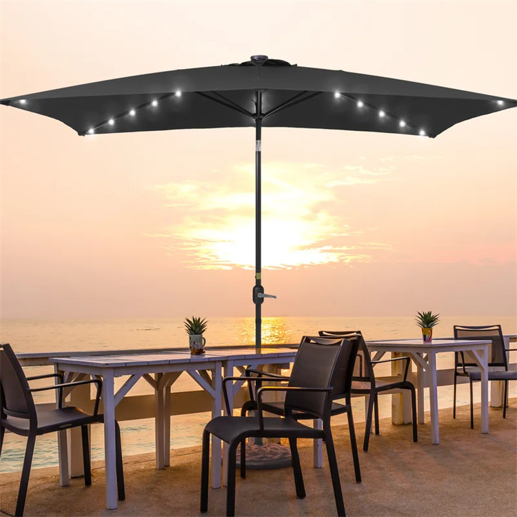 10x 6.5FT verlichte rechthoekige marktparaplu