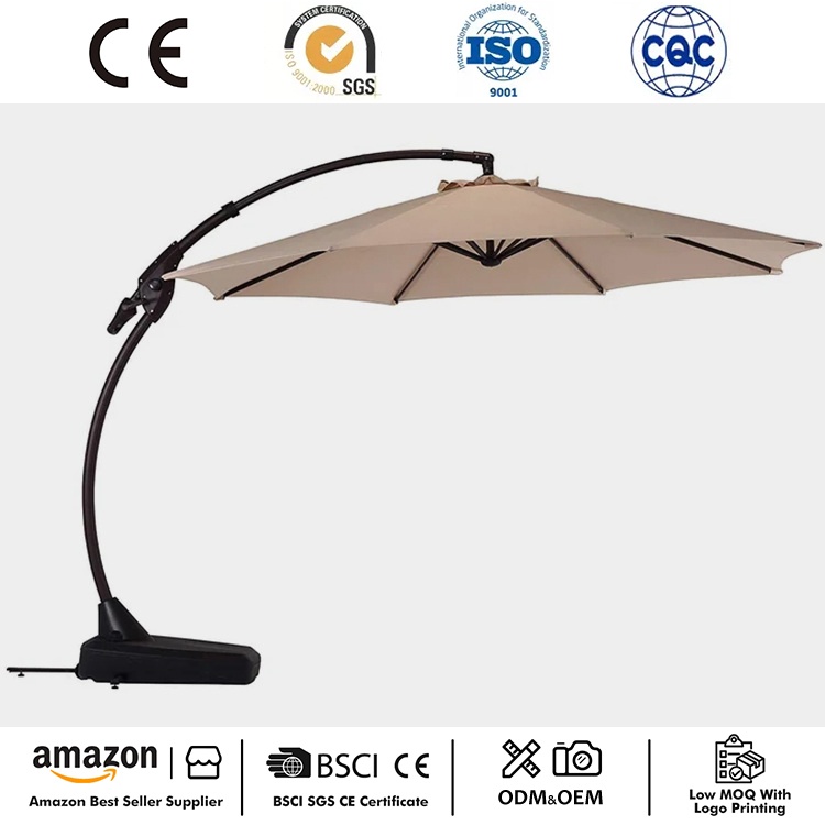 12 FT Curvy Patio vrijdragende paraplu met voet