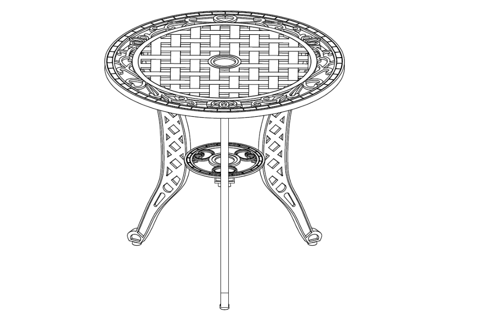 Gegoten aluminium 3-delige bistro-eetset ---- Installatiehandleiding voor de tafel