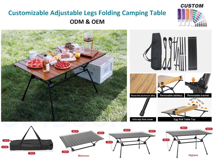 Verstelbare poten Opvouwbare campingtafel