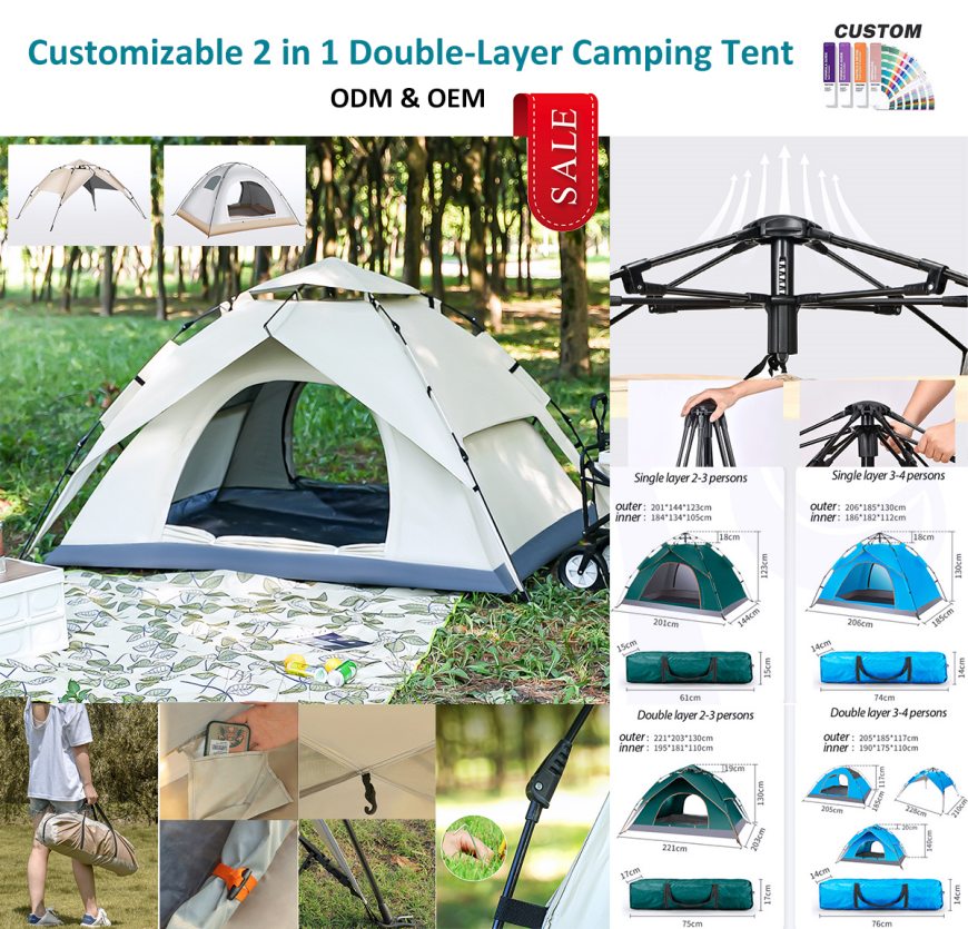 Snel op te zetten tent voor kamperen die ook dienst doet als strandluifel!