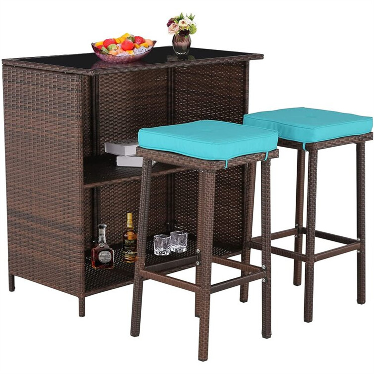 3-delige terrasrotan rieten barset