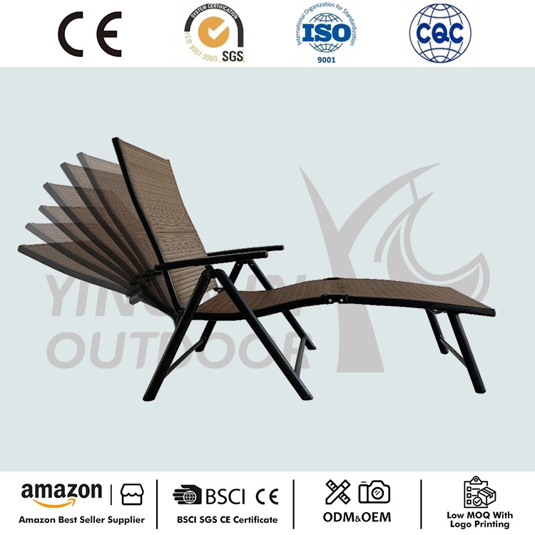 Opvouwbare aluminium chaise longue met 7 standen