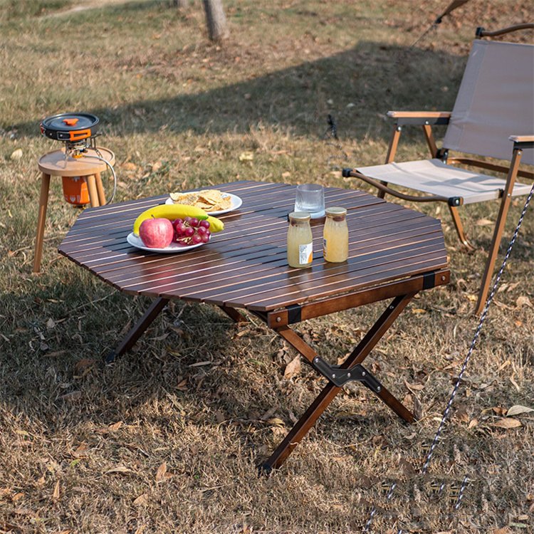 Achthoekige vouwcamping picknicktafel