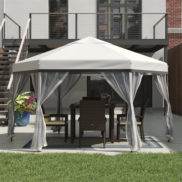 Zeshoekig tuinpaviljoen van 3,5 x 3,5 meter met softtop