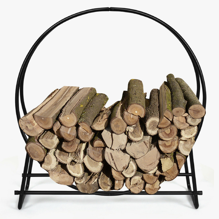 Log Hoop Brandhout Opbergrek Houder